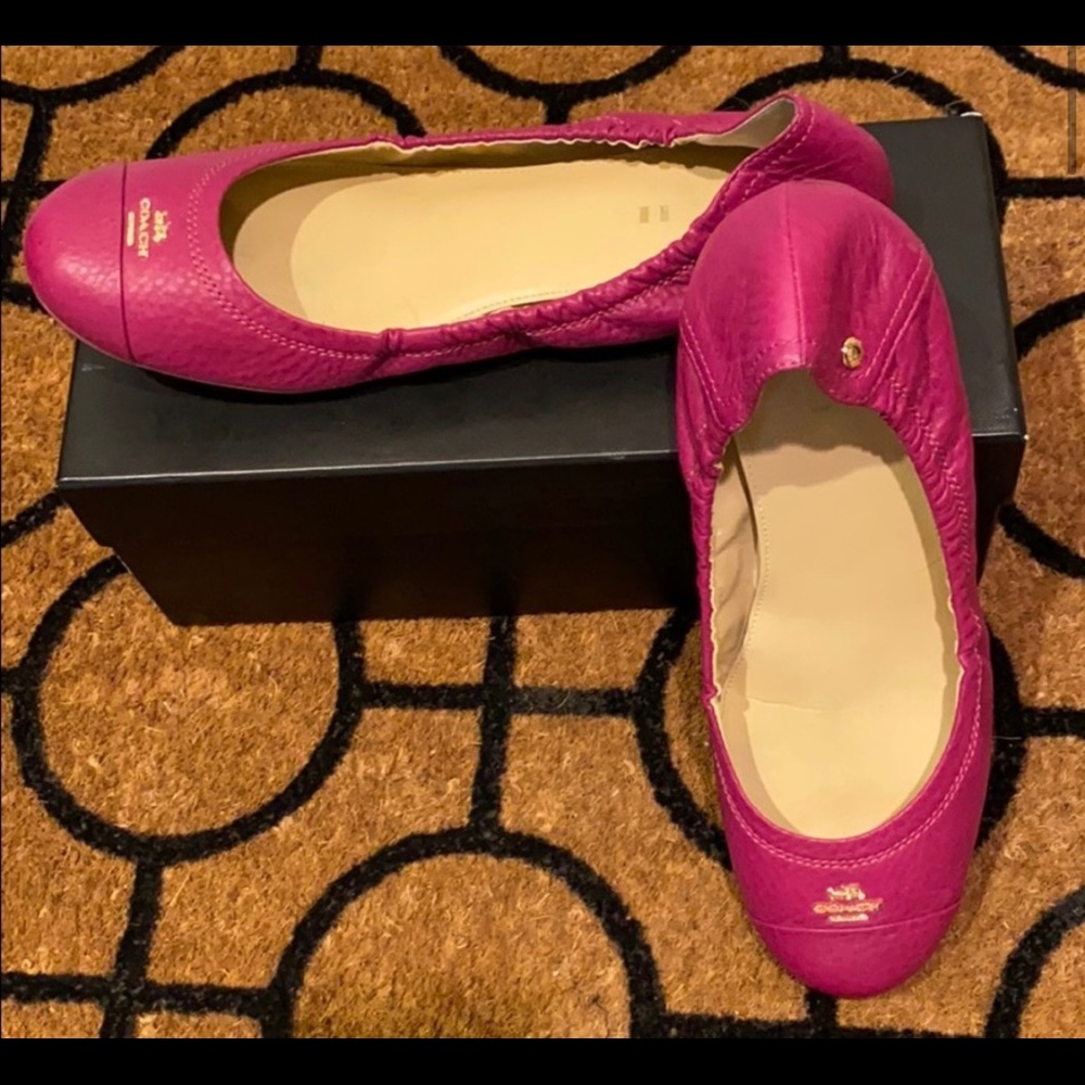 Purple leather Coach Flats